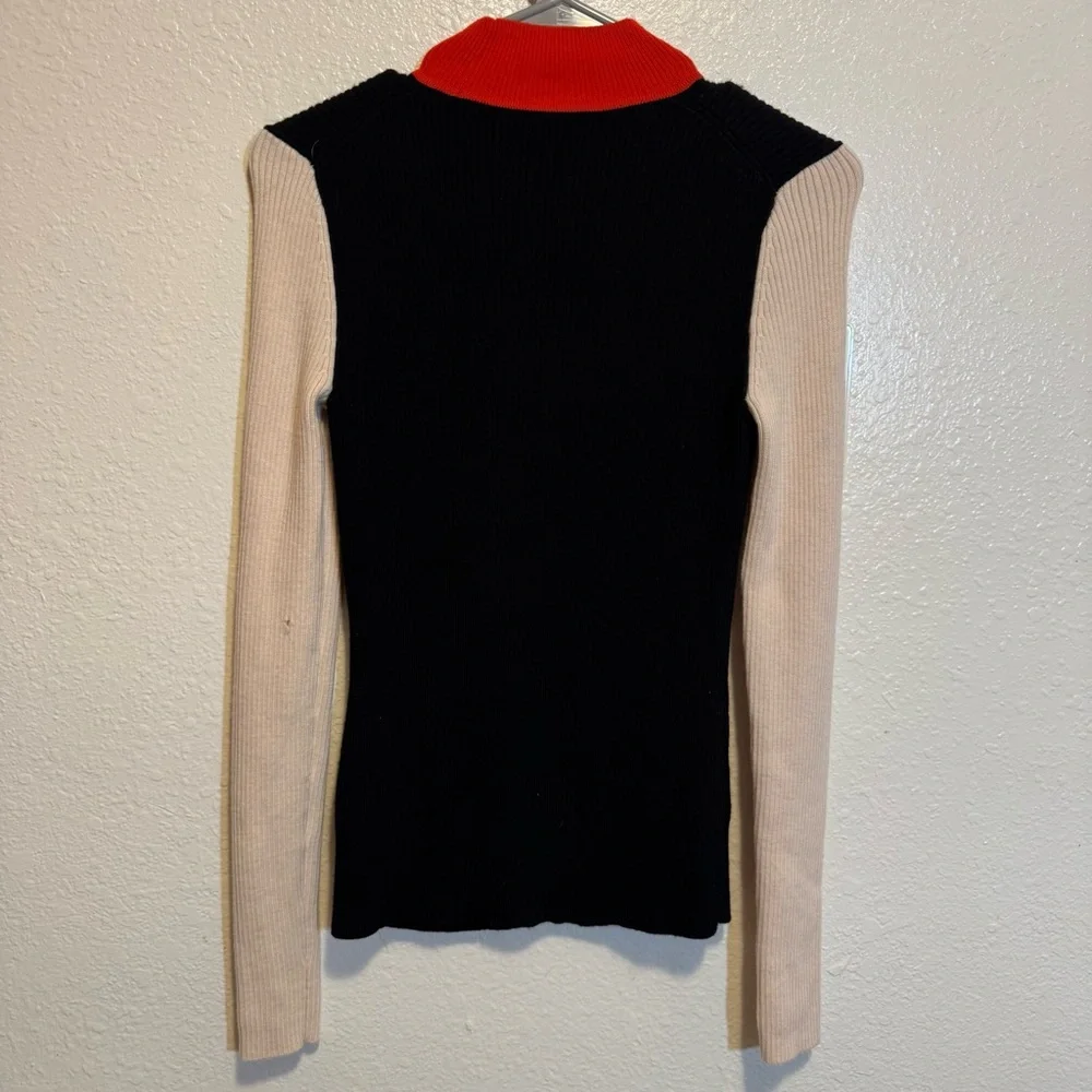 Tori Burch Color Block Merino Blend Turtleneck Sweater Size XS Read Description